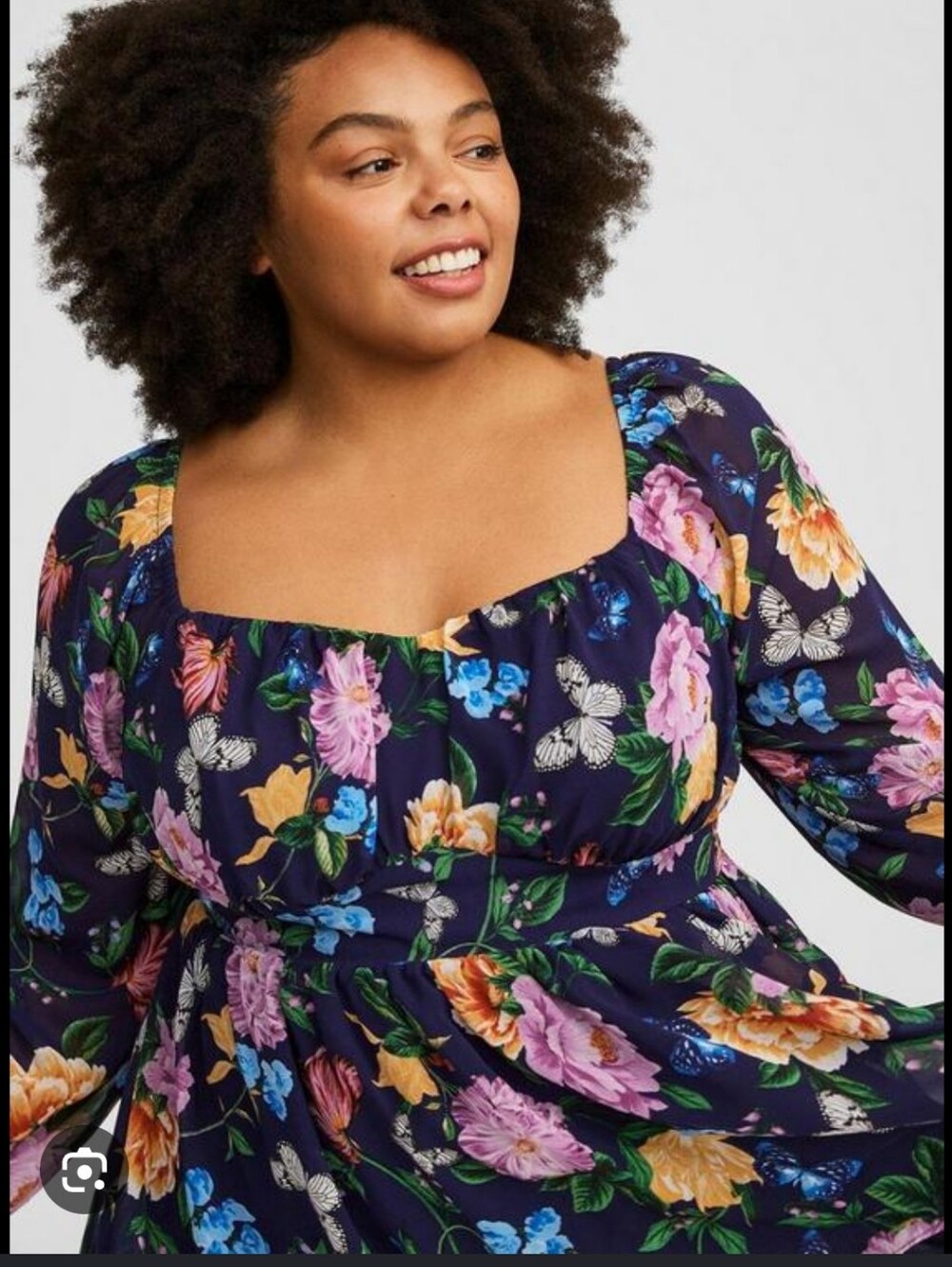 Torrid Navy Floral Square-Neck Peplum Top Sz 4
